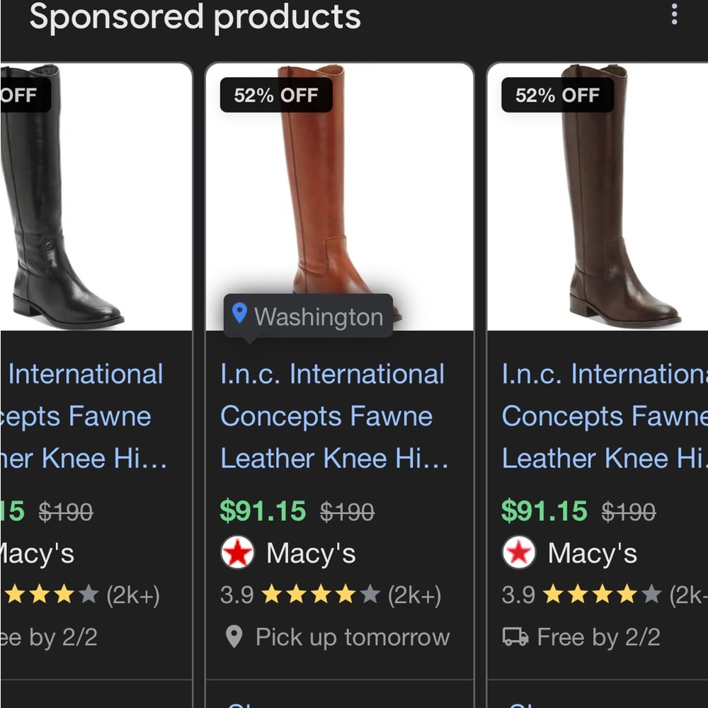 💼Gently Worn I.N.C Cognac Brown Genuine Leather Knee-High Riding Boots 8WC - Picture 6 of 6